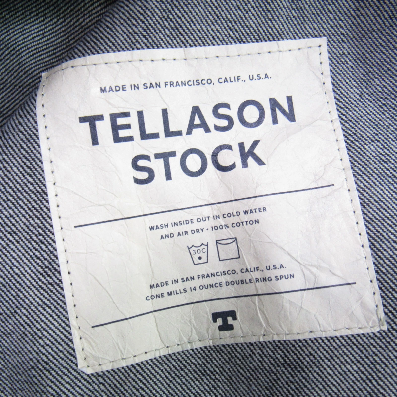 Tellason Stock Men's Size M Blue Denim Jacket Vintage Inspired Made in USA - product detail image 10
