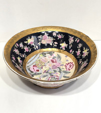 Vintage Famille Rose 13 " Bowl Hand Painted Porcelain Asian Statement Piece
