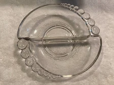 2 Compartment Glass Serving Bowl or Trinket Dish 1 1/4" T x 5 1/2"