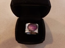 Artisan sterling wide band Amethyst ring 7