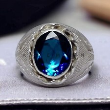 Alexandrite Gemstone With 14K Solid White Gold Grooms Ring For Men's AL41