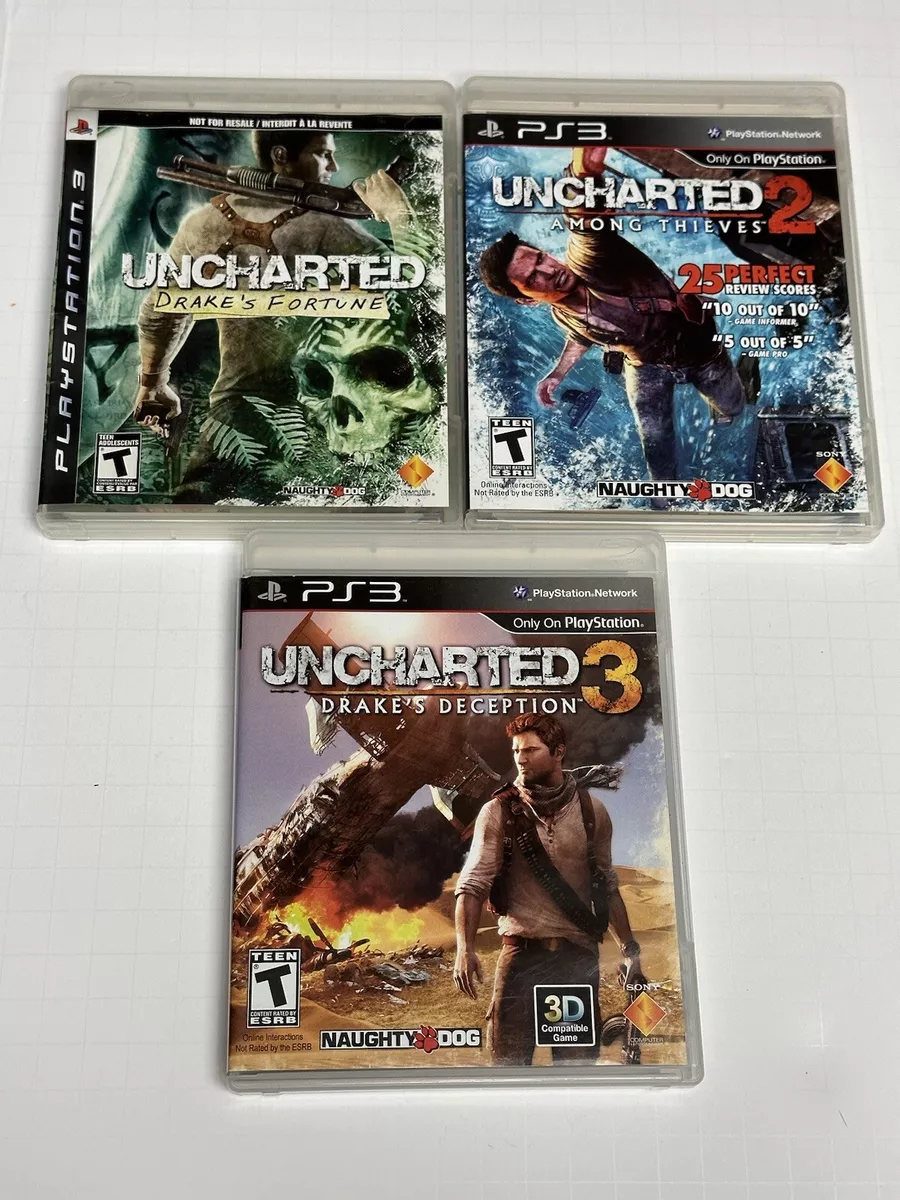 PS3 Uncharted 2, 3, and PS4 Uncharted 4 (Sony PlayStation 3) Complete Lot