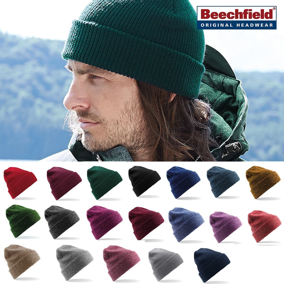 Beechfield Heritage Cuffed Slouch Beanie Casual stylish winter hat men women
