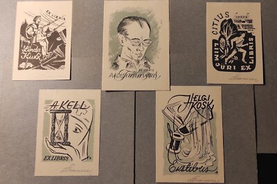 ex-libris Exlibris  Estonia  art Maimu Tamsaar lot of 5 signed
