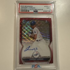 2023 Bowman Chrome Joendry Vargas Red Wave Refractor /5 1st Bowman Auto Dodgers