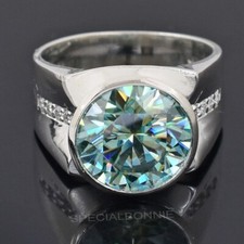 Dazzling 6.15Ct Certified Blue Diamond Solitaire Men's Ring No Tariff.
