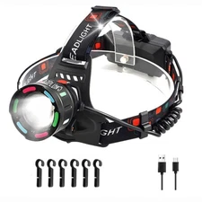 990000LM LED Headlamp Rechargeable Headlight Zoomable Torch Lamp Flashlight US