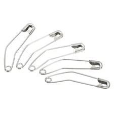 Safety Pins 2.24 Inch Metal Nickel Plated Curved Sewing Pins Silver Tone 50Pcs