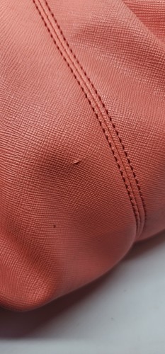 Bolso de Mano Vintage Vera Wang Melocotón Parte Inferior Acanalada Holgado Hombro Salmón - Imagen 7 de 18
