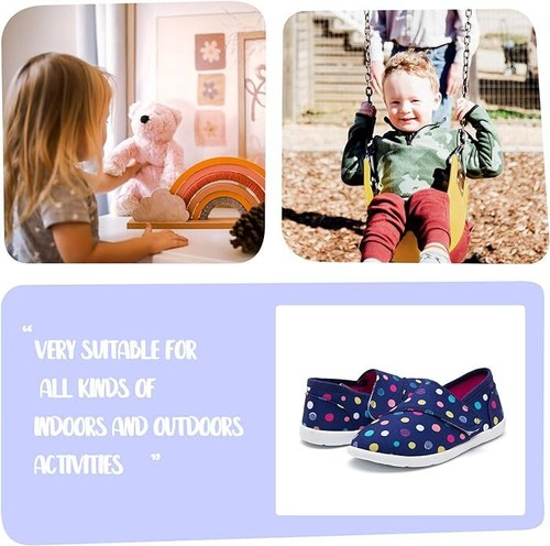 Girls Blue Dots Slip On Canvas Sneakers Shoes with Breathable Upper Size 13 - Picture 6 of 6