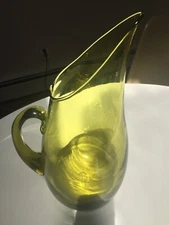 Blenko Winslow Anderson Large Blown Glass Pitcher in a vibrant green MCM, c1950s
