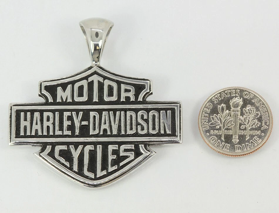 Collar colgante Harley-Davidson de plata esterlina para motociclista grande pesado sólido Foto 2 de 4