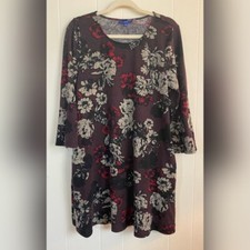Apt. 9 Sweater Dress Women’s Medium Brown Floral Cottagecore Stretch