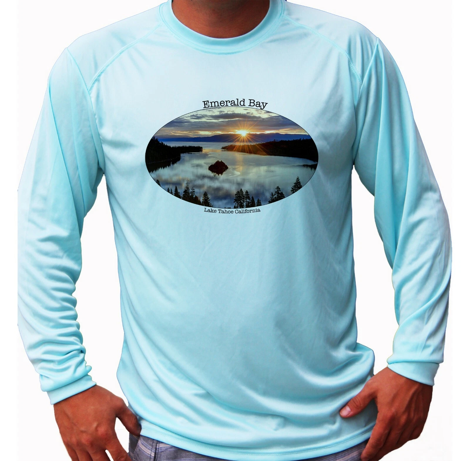 Emerald Bay Lake Tahoe UV Protected UPF 50 Long Sleeve T-Shirt Hood Fishing Hike