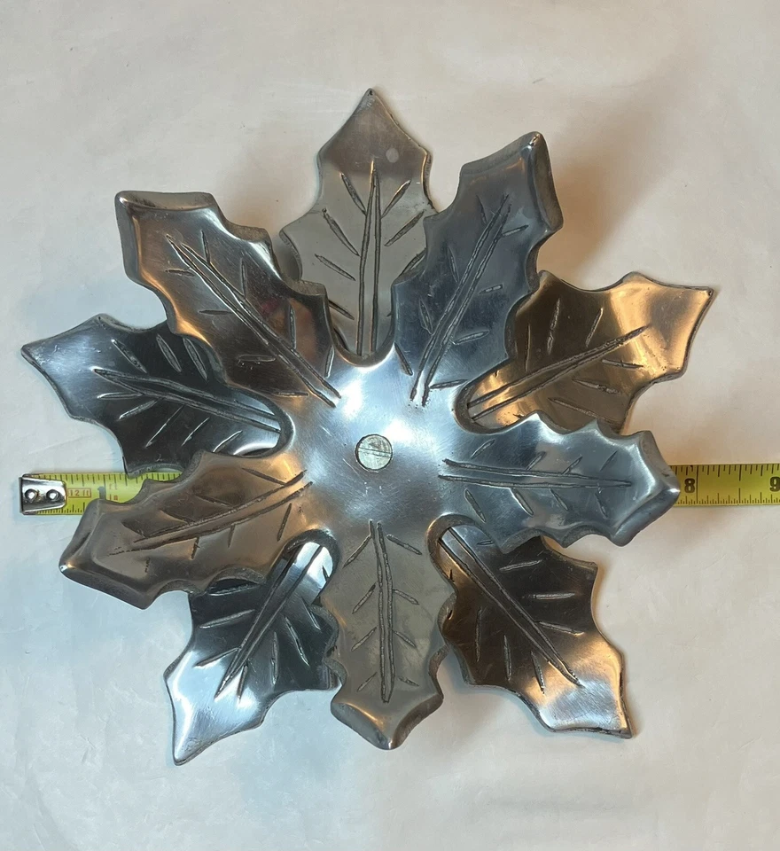 VINTAGE 6” SILVER MAPLE LEAF CANDLE HOLDER Made In India MCM - Image 2 of 4