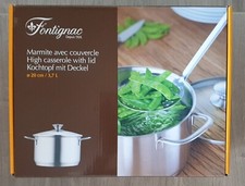 FONTIGNAC marmite 20 cm 3,7 l, acier inoxydable + couvercle en verre - tous feux