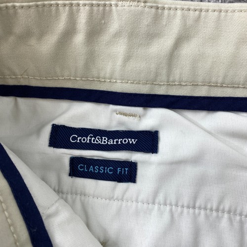 Croft & Barrow Classic Fit Straight Chino Pants Men's 34x32 Beige Flat Front - Picture 10 of 14