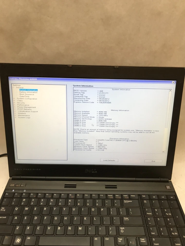 Dell Precision M4600 15" Laptop i7-2640M 2.8GHz 4GB RAM NO HDD/OS AMD FirePro DW - Image 2 of 4