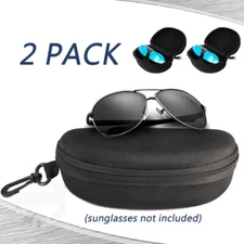 2-Pack Eye Glasses Case Box Sunglasses Protector Hard Zipper Belt Clip Portable.