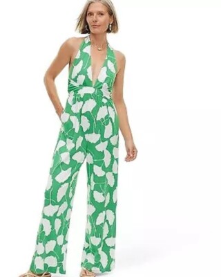 Diane von Furstenberg Women's Halter Jumpsuit Deep V-Neck