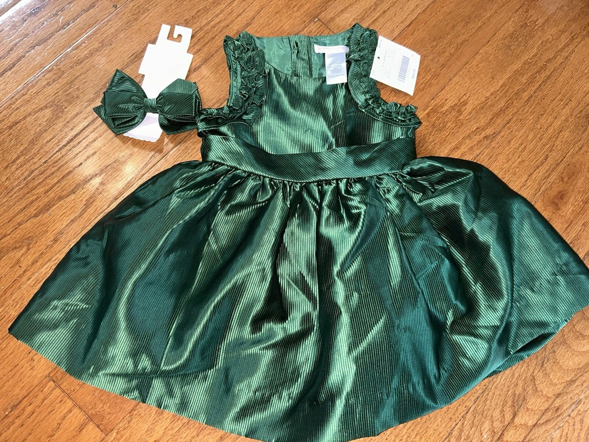 Janie And Jack Girls Holiday Dress Vintage 2012 New Set With Hair