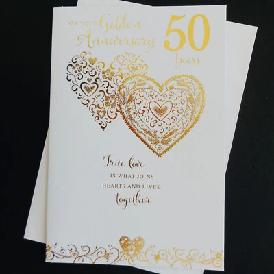 GREETINGS BY SIMON ELVIN Golden Wedding Anniversary Card 50 Years Married 50th Fifty 19x13cm