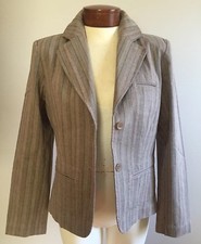 Rafaella Women's LS 2 Button Blazer Tan with multi-colored striping Size 8
