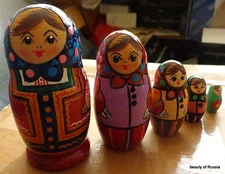 old russian  design       RUSSIAN NESTING DOLL  5 PCS  4.25"  #9
