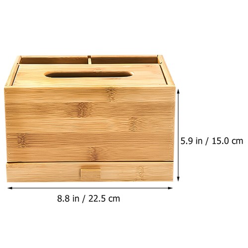 Caja de papel de bambú y madera cajas de almacenamiento de escritorio de pañuelos multifuncionales - Imagen 4 de 12