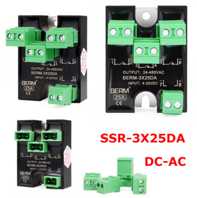 SSR-3X25DA Small Three Phase Solid State Relay 220V 3-Way Single Control DC-AC