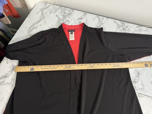 Susan Graver Liquid Knit Size 3XP Reversible Black Red Open Cárdigan Jacket - Picture 15 of 17