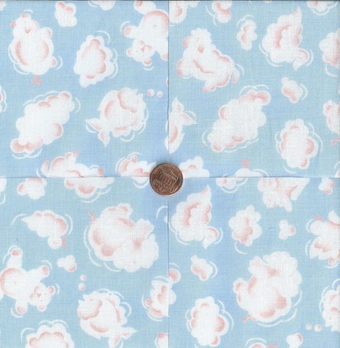 Cloud Shapes Pink Blue Clouds 100% Cotton Fabric Quilt Square Blocks GE - Picture 2 of 3