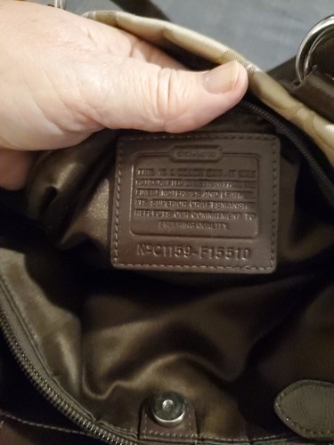 COACH Ashley Sateen Pleated Signature Brown Sateen Large Carryall Bag F15510 - Picture 15 of 15
