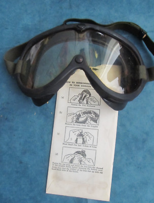 Vintage Sun, wind, dust googles Miliatary/Omnitech, inc 8465-161-4068 with spare