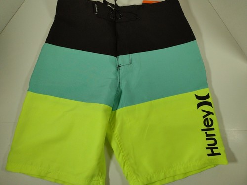 Hurley Boys' Board Shorts Multicolor yellow green black Swim Trunks sz 18. - Picture 2 of 8