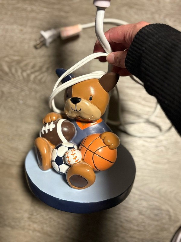 Vintage Puppy Sports Children’s Lamp Football Baseball Soccer Basketball