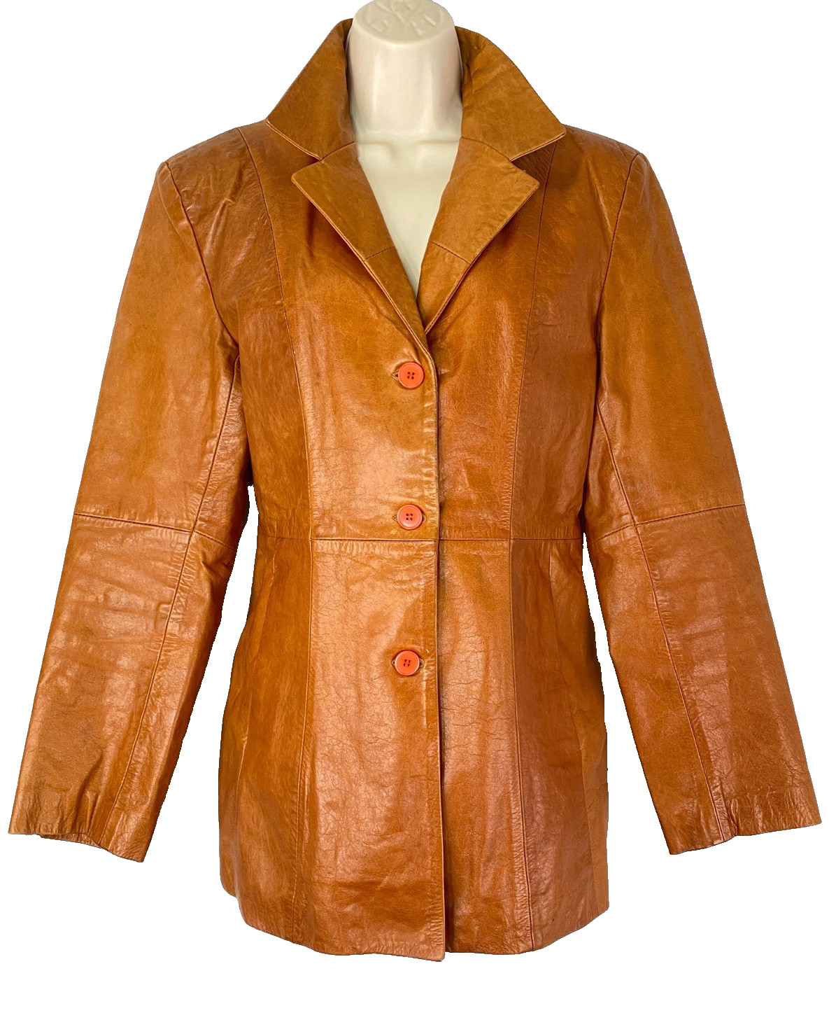Vintage 1970s brown leather jacket caramel light … - image 1