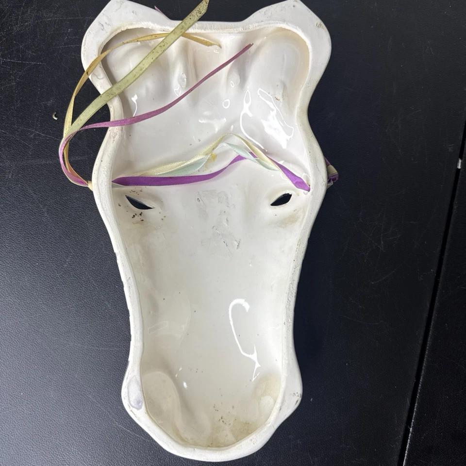 VTG Hand Painted 1900's Ceramic Zebra Animal Face Mask Deco Art 11" No Cracks* - Image 4 of 4