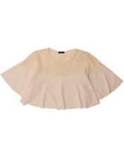 ZARA Damen Crop Häkel Bluse Top UK 14 Medium weiß Polyester AG14