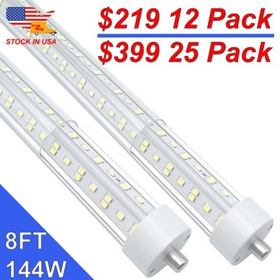 8FT LED Strip Light V Shaped T8 T12 FA8 Single Pin 144 Watt 8Foot LED Shop Light