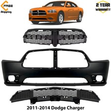 Front Bumper Cover Primed Grille Assembly Kit For 2011-2014 Dodge Charger