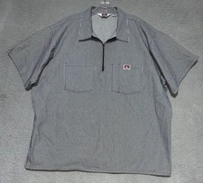 Vintage White label Ben Davis 1/4 Zip Black Hickory Stripe Shirt Mens 3XL