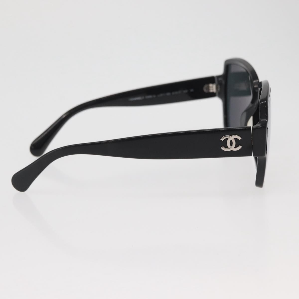 CHANEL COCO Mark Sunglasses plastic Black 5385-A CC Auth BA11986