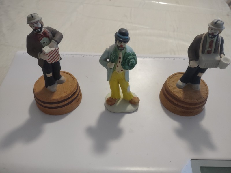 Emmit Kelly Jr Flambro Collection Hobo Clown Music Box Figurines Lot Of 3