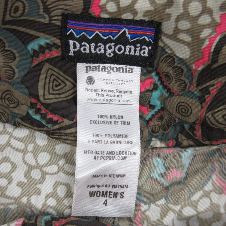 Pantalones Cortos Patagonia Mujer 4 Marrón Estampado Multicolor Tabla Natación Nylon Cordón Foto 2 de 4