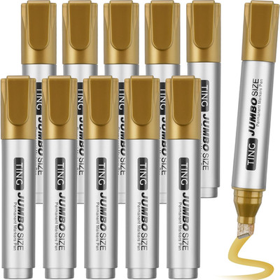 10 Pack Jumbo Permanent Markers Bulk Large Chisel Tip Permanent Markers Quick Dr