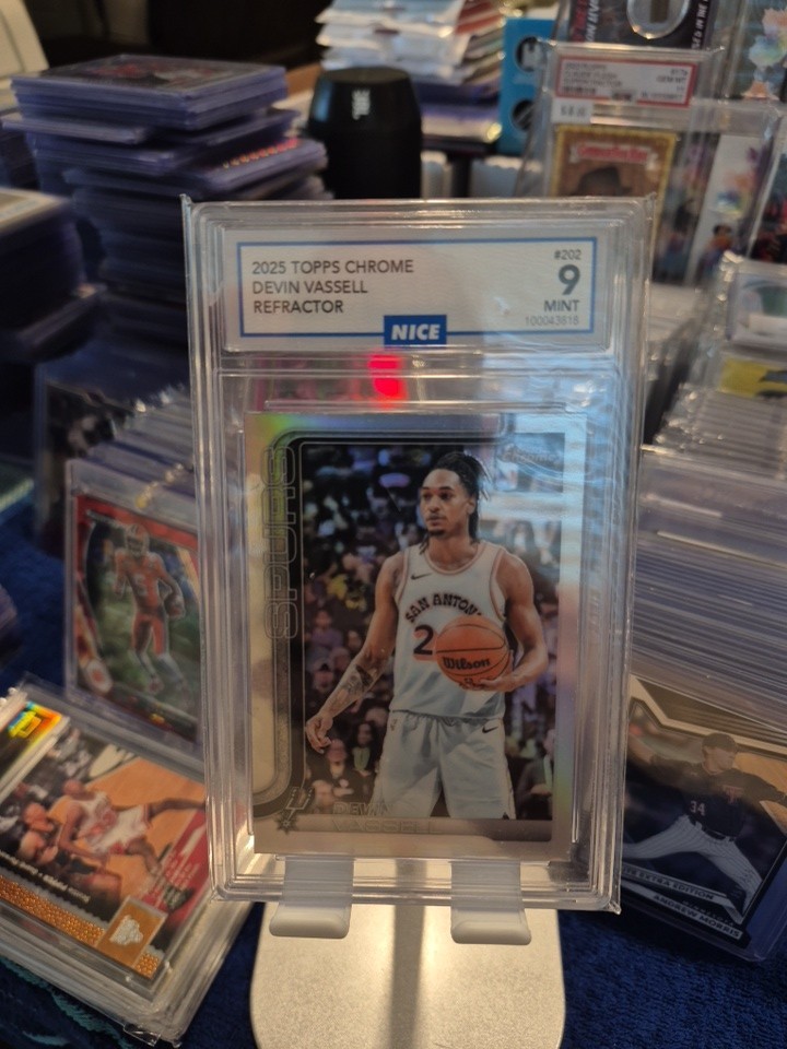 2025 Topps Chrome Basketball #202 Devin Vassell Prism Refractor Graded 9