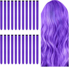 Extension Capelli Colorati, 22 Pezzi Extensions Viola Extension Colorate Clip in