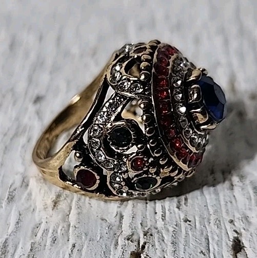 Statement Luxury Chunky Rhinestone Ring Costume J… - image 5