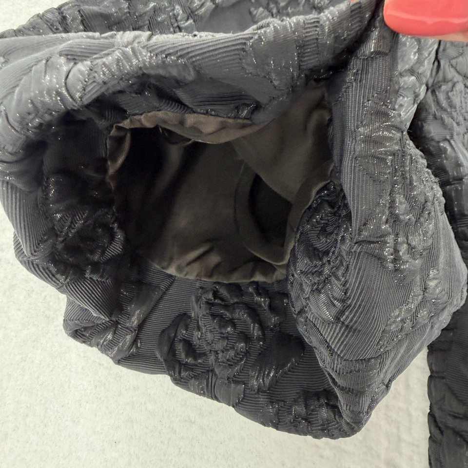 Chaqueta Anne Fontaine Mujer 40 Negro Jacquard Brocado Floral Manga Abullonada Cremallera Foto 4 de 4